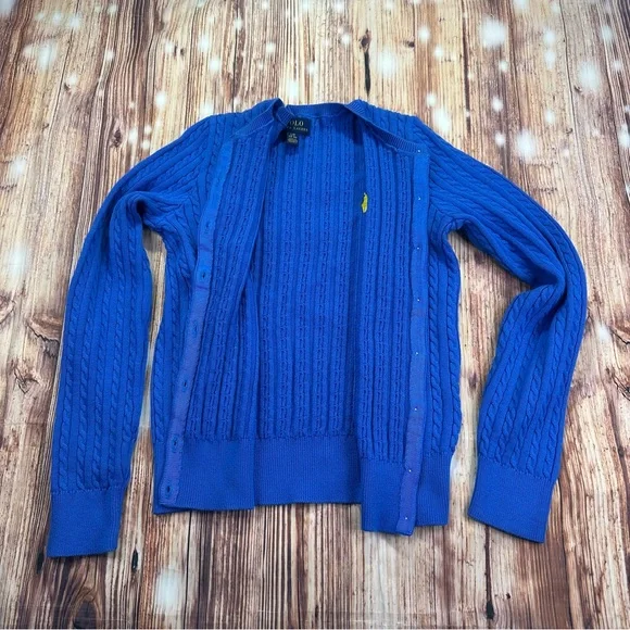 Ralph Lauren Polo Girls Cotton Knit Cable Cardigan Sweater! Size 12/14 Youth - Picture 7 of 14
